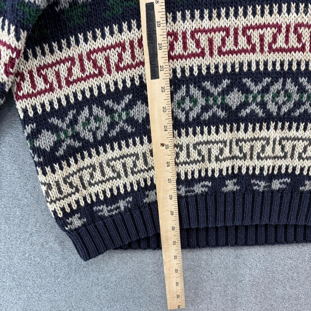 VTG 90s Abercrombie Fitch The Big Sweater Mens XL Blue Fair Isle Oversized